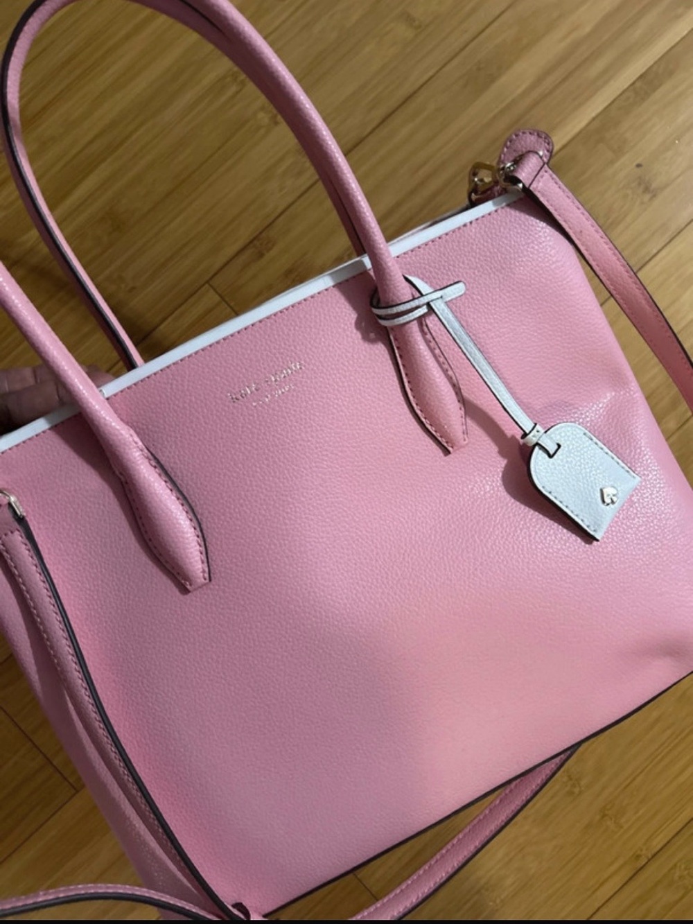 kate spade Pink Leather Tote with White Trim and Tag